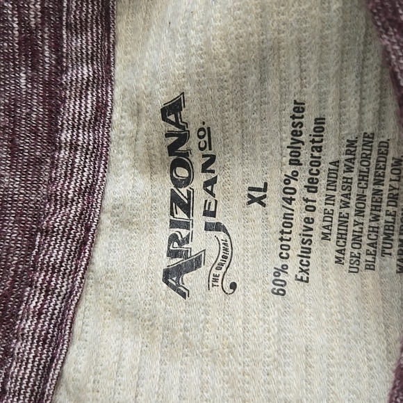 Arizona Jean Company  Mens Long Sleeve Jersey Maroon and Cream Knit Top Size XL - Picture 3 of 4